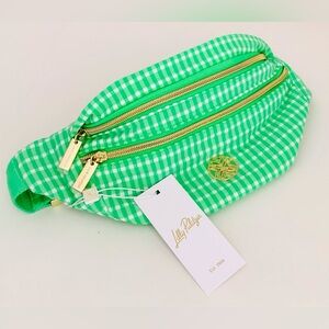 Lilly Pulitzer Glenna Belt/Crossbody Bag-Fauna Green Gingham NWT In Package
